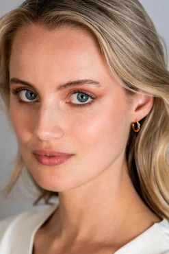 APRIL oorringen 13mm gold plated met geboortesteen diamant wit zirconia