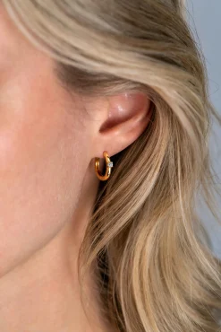 APRIL oorringen 13mm gold plated met geboortesteen diamant wit zirconia