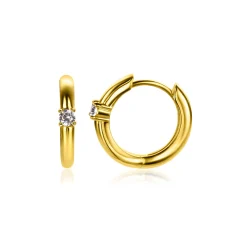 APRIL oorringen 13mm gold plated met geboortesteen diamant wit zirconia