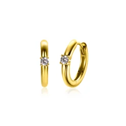 APRIL oorringen 13mm gold plated met geboortesteen diamant wit zirconia