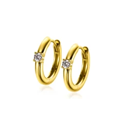 APRIL oorringen 13mm gold plated met geboortesteen diamant wit zirconia