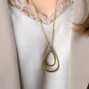 70cm ZINZI gold plated zilveren ketting met luxe ovale hanger 45mm, valt lang om de hals ZIC2489Y