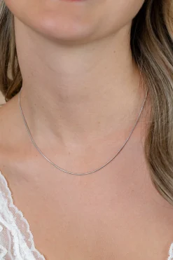 42cm Zinzi zilveren slangen collier 1mm breed ZISL42