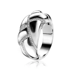 Mart Visser by ZINZI zilveren ring glad wit MVR8