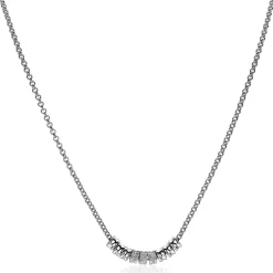 Mart Visser by ZINZI zilveren ketting 45cm met 9 ronde schakels, waarvan 3 volbezet met witte zirconia's  MVC22
