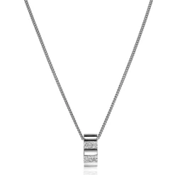 Mart Visser by ZINZI zilveren ketting 45cm met strakke rechte hanger, bezet met princess geslepen witte zirconia's  MVC20
