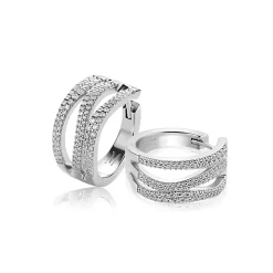 18mm Mart Visser by ZINZI zilveren oorringen organisch gevormd met luxe scharniersluiting witte zirkonia's MVO26
