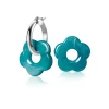 26mm oorbedels bloem turquoise kunststof ZICH2720T