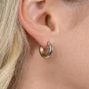 15mm ZINZI bicolor zilveren gladde oorringen met 3mm buisdikte, aan twee zijden te dragen en luxe klapsluiting ZIO2836