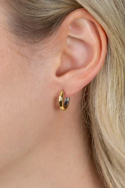 15mm ZINZI bicolor zilveren gladde oorringen met 3mm buisdikte, aan twee zijden te dragen en luxe klapsluiting ZIO2836