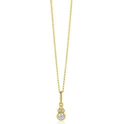 12mm ZINZI Gold 14 krt gouden fantasie hanger bezet met witte zirkonia's ZGH545 (zonder collier)