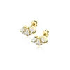 6mm ZINZI Gold 14 krt gouden fantasie oorknoppen met drie baguette geslepen witte zirkonia's en twee ronde zirkonia's ZGO520