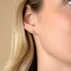 10mm ZINZI Gold 14 krt gouden fantasie oorknoppen in bladvorm met 5 witte zirkonia's ZGO516