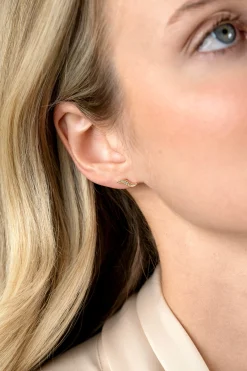 10mm ZINZI Gold 14 krt gouden fantasie oorknoppen in bladvorm met 5 witte zirkonia's ZGO516