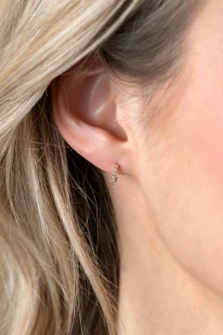 8mm ZINZI Gold 14 krt gouden halve oorringen bezet met witte zirconia's ZGO458
