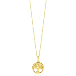 12mm ZINZI Gold 14 krt gouden hanger met levensboom (Tree of Life) ZGH578 (zonder collier)