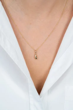 15mm ZINZI Gold 14 krt gouden hanger met organische druppelvorm ZGH558 (zonder collier)