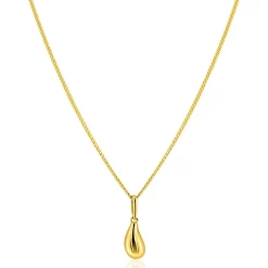15mm ZINZI Gold 14 krt gouden hanger met organische druppelvorm ZGH558 (zonder collier)