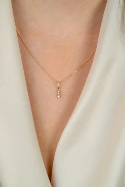 13mm ZINZI Gold 14 krt gouden hanger met drie witte zirkonia's ZGH543 (zonder collier)