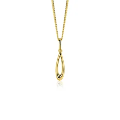 21mm ZINZI Gold 14 krt gouden hanger met open peervorm ZGH541 (zonder collier)