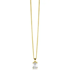 11mm ZINZI Gold 14 krt gouden hanger met rechthoekige witte zirkonia in chatonzetting ZGH509 (zonder collier)