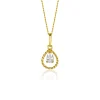 16mm ZINZI Gold 14 krt gouden hanger met open druppelvorm en peervormige witte zirconia ZGH478 (zonder collier)
