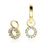 6mm ZINZI Gold 14 krt gouden oorbedels in ronde vorm bezet met witte zirkonia's ZGCH536 (zonder oorringen)