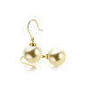30mm ZINZI Gold 14 krt gouden oorhangers met ronde goudkleurige Swarovski crystal parel 12mm ZGO25G
