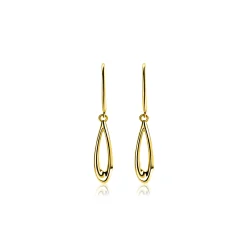 25mm ZINZI Gold 14 krt gouden oorhangers met open peervorm ZGO541