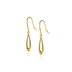 25mm ZINZI Gold 14 krt gouden oorhangers met open peervorm ZGO541