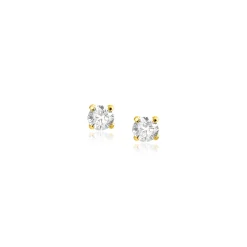 3mm ZINZI Gold 14 krt gouden oorknopjes bezet met een witte zirconia in vierpootszetting ZGO475