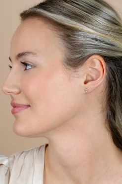 4,5mm ZINZI Gold 14 krt gouden oorknoppen bezet met een witte zirkonia in zespootszetting ZGO544