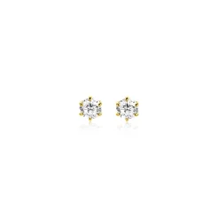 4,5mm ZINZI Gold 14 krt gouden oorknoppen bezet met een witte zirkonia in zespootszetting ZGO544
