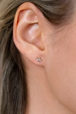 5mm ZINZI Gold 14 krt gouden oorknoppen met witte zirconia's als waaier gezet ZGO411