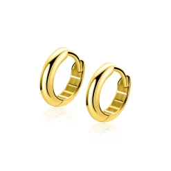 12mm ZINZI Gold 14 krt gouden oorringen met luxe klapsluiting 3mm brede buis ZGO567