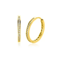 19mm ZINZI Gold 14 krt gouden oorringen met rijzetting witte zirconia's en luxe klapsluiting 2mm vierkante buis ZGO573Z