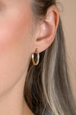 19mm ZINZI Gold 14 krt gouden oorringen met rijzetting witte zirconia's en luxe klapsluiting 2mm vierkante buis ZGO573Z