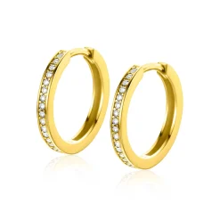 17mm ZINZI Gold 14 krt gouden oorringen bezet met witte zirconia's met luxe klapsluiting 17mm x 2,1mm vierkante buis ZGO430Z