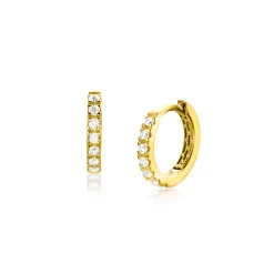 11mm ZINZI Gold 14 krt gouden oorringen bezet met witte zirconia's met luxe klapsluiting 11mm x 2,1mm vierkante buis ZGO321Z