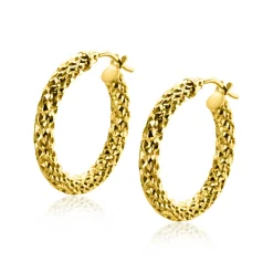 22mm ZINZI Gold 14 krt gouden oorringen met schitterende bewerkte buis 3mm breed ZGO328