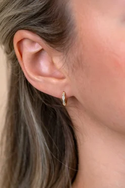 11mm ZINZI Gold 14 krt gouden oorringen, bezet met witte zirconia's met luxe klapsluiting 11mm x 2mm vierkante buis ZGO569Z