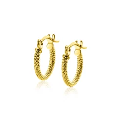 11,5mm ZINZI Gold 14 krt gouden oorringen trendy bewerkte buis 1,6mm breed ZGO330