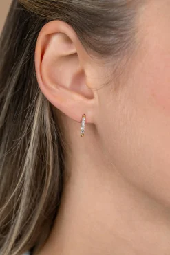 12mm ZINZI Gold 14 krt gouden oorringen rechthoekig model bezet met witte zirconia's met luxe klapsluiting 12mm x 1,9mm ZGO564