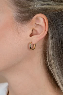 17mm ZINZI Gold 14 krt gouden oorringen met luxe klapsluiting 17mm x 2mm vierkante buis ZGO572