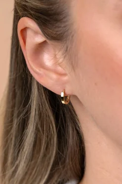 11mm ZINZI Gold 14 krt gouden oorringen met luxe klapsluiting 11mm x 2mm vierkante buis ZGO569