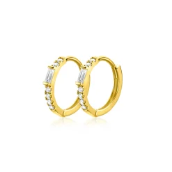 13,5mm ZINZI Gold 14 krt gouden oorringen bezet met witte zirconia's, luxe klapsluiting 13,5 x 1,5mm ZGO403