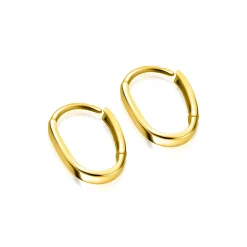 13mm ZINZI Gold 14 krt gouden oorringen ovaal model met luxe klapsluiting 13mm x 1,9mm ZGO565