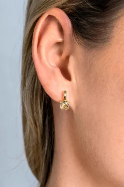 12mm ZINZI Gold 14 krt gouden oorsieraden 12mm met vierkante kleursteen in 6,5mm bezet met lichtgroen amethist ZGO376