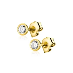 2,5mm ZINZI Gold 14 krt gouden oorstekers met ronde witte zirconia in glad kastje ZGO563