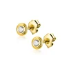 3mm ZINZI Gold 14 krt gouden oorstekers met ronde witte zirconia in bewerkt kastje ZGO560